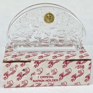 NEW Princess House Lead Crystal NAPKIN HOLDER Fantasia Poinsettia Christmas 518